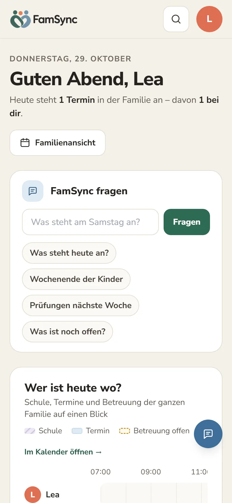 FamSync auf dem Handy